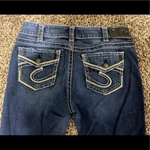 Silver 37” Inseam Slim Fit Mid Rise Bootcut Jeans